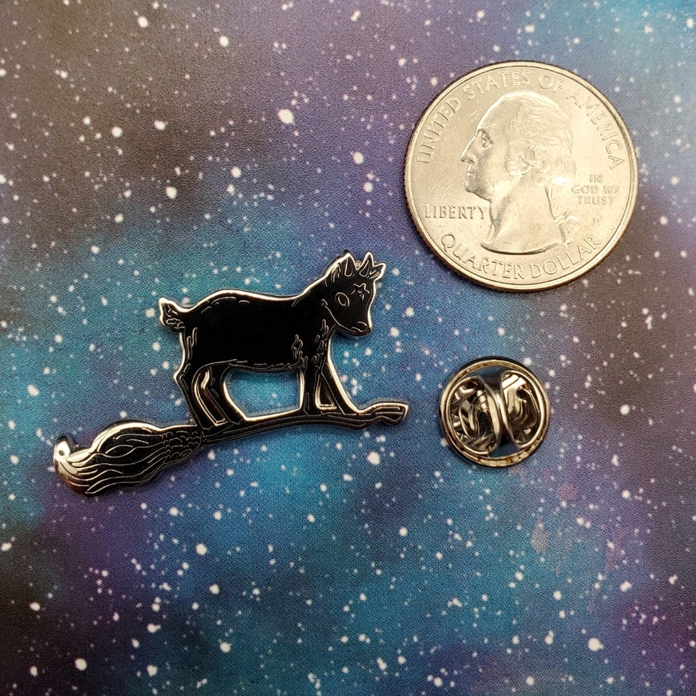 Basphomet Riding Broom Enamel Pin - Picture 2 of 3